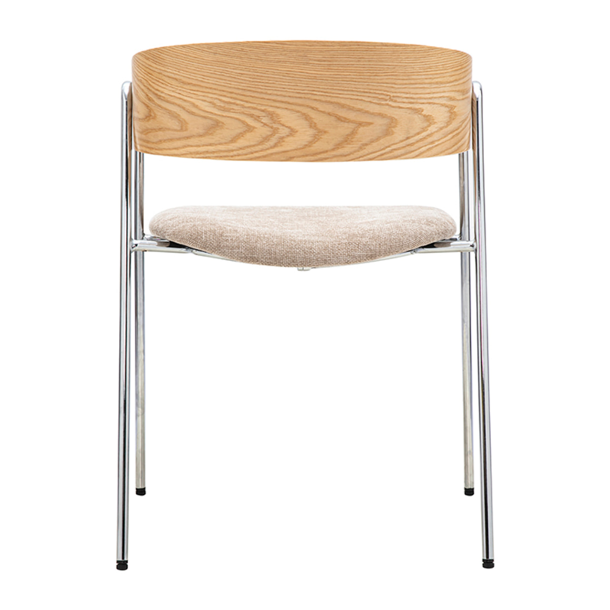 Chaises en tissu effet velours texturé taupe, bois clair et métal chromé (lot de 2) FANELY
