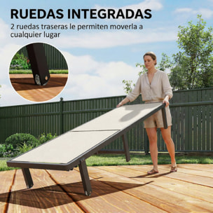 Pack de 2 Tumbonas de Jardín Exterior, Tumbonas Reclinables con Ruedas, Respaldo Ajustable de 4 Niveles, Estructura de Aluminio y Tela Textilene, Resistentes, para Playa, Piscina, Beige