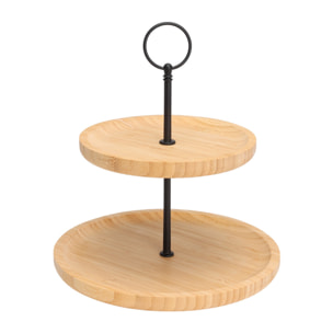 Puesto de comida de bambú de 2 niveles - ideal para servir y presentar platos - ligero y resistente