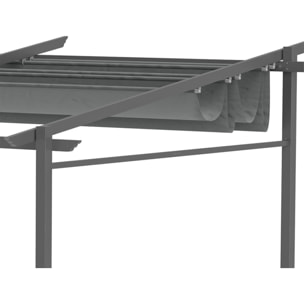 Pergola rétractable 3,97L x 2,95l x 2,3H m structure alu. acier époxy polyester gris