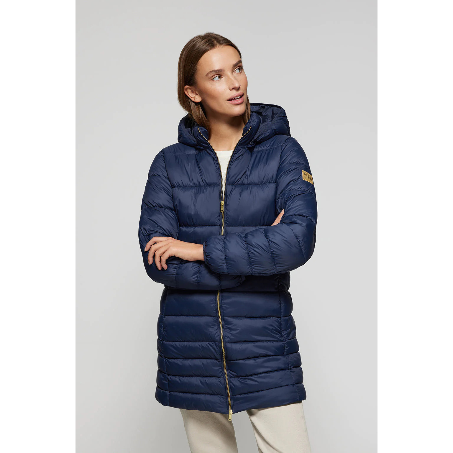 Cappotto Corinne blu marino ultralight con cappuccio e logo Polo Club