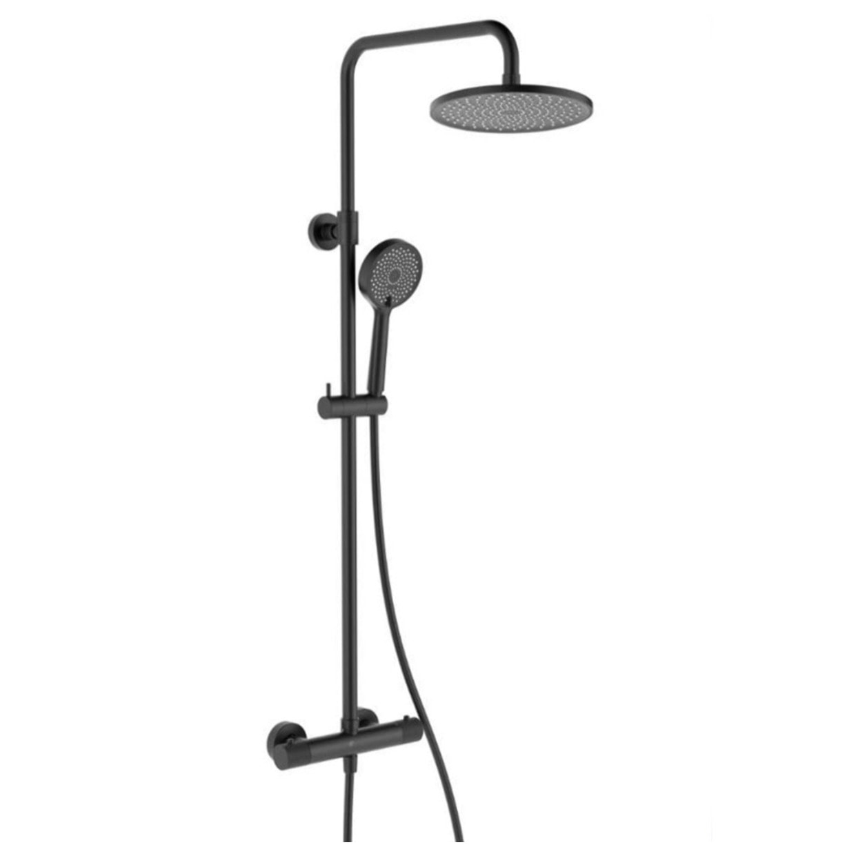 Colonne de douche avec mitigeur thermostatique + Douche de tête 240 mm +  Douchette 2 jets, Noir (SATSSTKC)