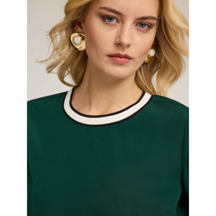 Motivi - Blusa con bordi a contrasto - Verde