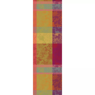 Chemin de table pur coton motif jacquard bordeaux orange Mille sous bois automne