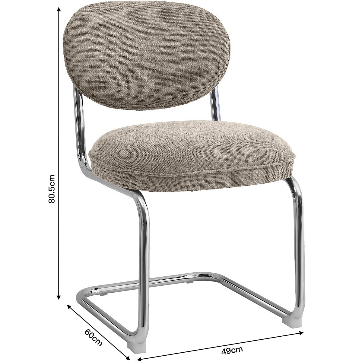 Lot de 2 chaises de salle à manger chromées en tissu chenille - LOU