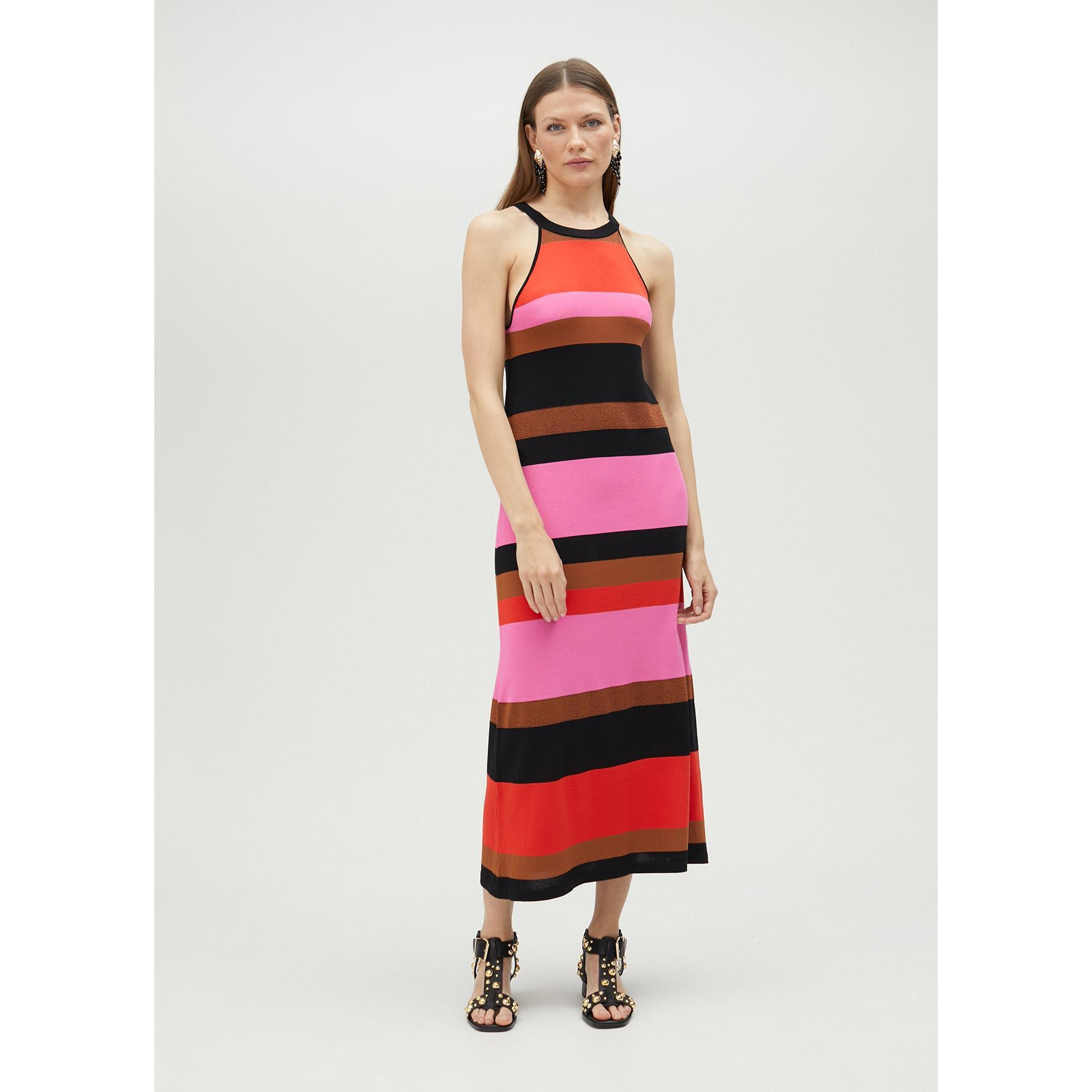Abito in Maglia a Righe Collo Halter