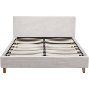 Lit avec tête de lit en velours côtelé - MILO