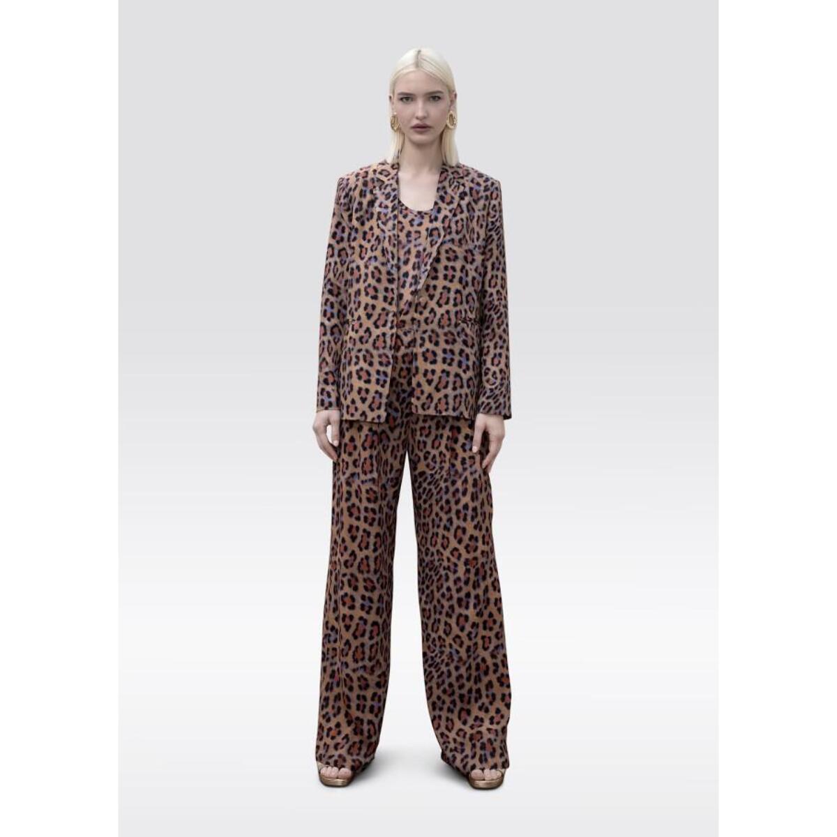 Blazer fluido e dritto con stampa animalier