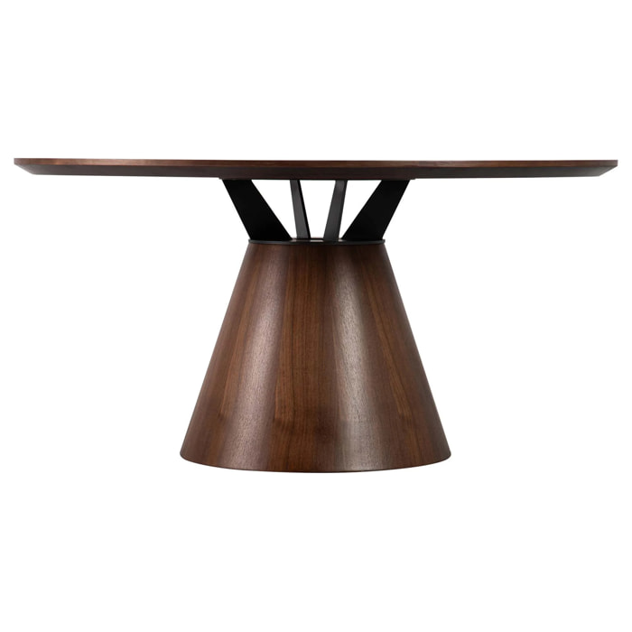 Mesa Comedor Nogal Metal Negro Surrey 150x150x75cm
