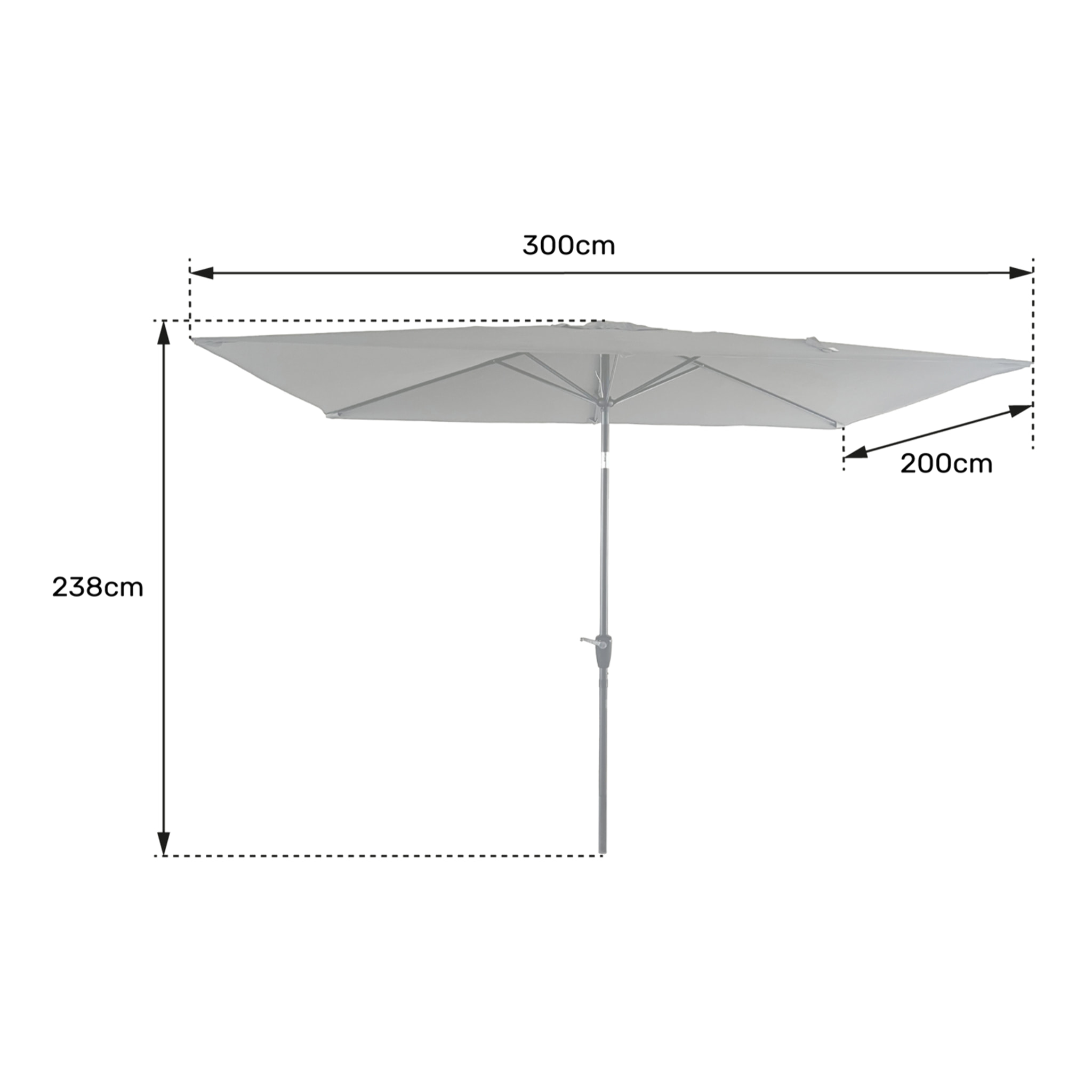 Parasol droit HAPUNA rectangulaire -