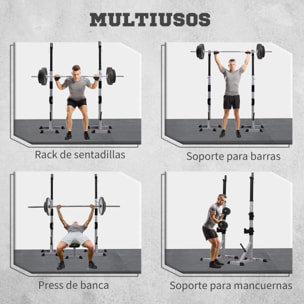 Soporte para Barras de Pesas con Altura Ajustable Rack Musculación con Marco de Acero Carga 200 kg para Entrenamiento en Gimnasio Casa Plata y Negro