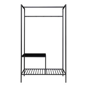 Vita Guardaroba in Acciaio Nero con 2 Ripiani e Asta Porta-Abiti