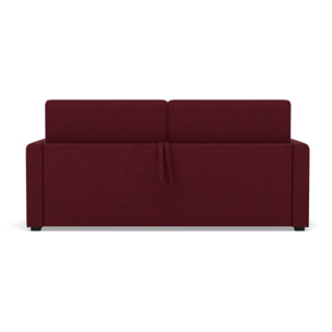 Julia - canapé 3 places convertible couchage quotidien matelas 14 cm en tissu - Prune