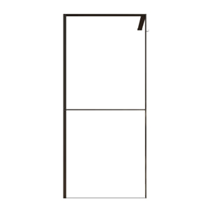 Paroi de douche 100x200cm - Cadre et étagère finition chêne foncé - Verre 8mm anticalcaire - ETHAN
