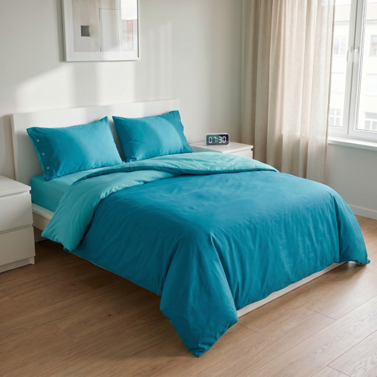 Parure copripiumino singolo in cotone bicolore morbido e traspirante, set sacco copripiumino con federa, design semplice ed elegante, tessuto resistente e certificato OEKO-TEX, facile da lavare, comfort naturale per uso quotidiano