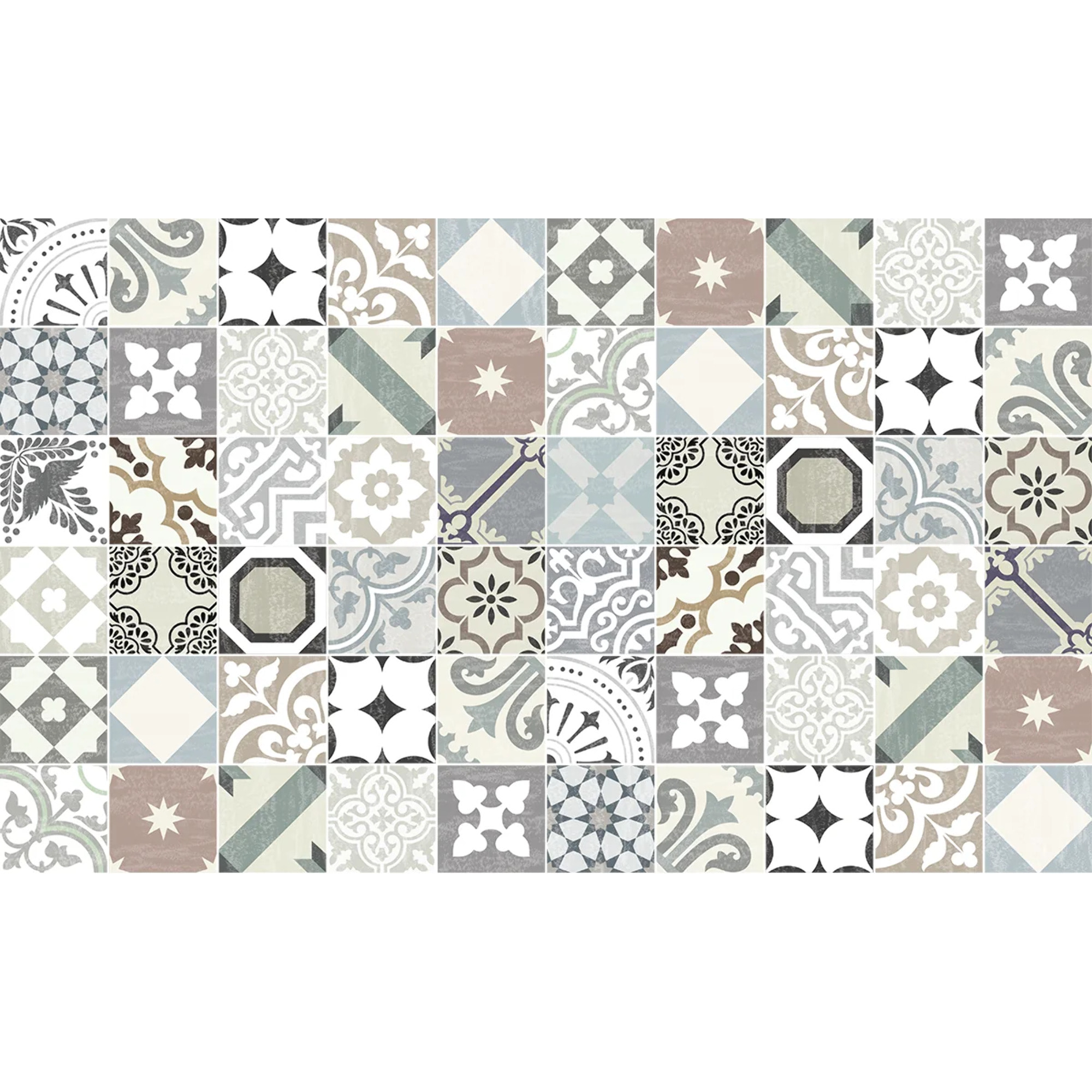 Sticker carrelage - Ambiance Sticker - 60 CARREAUX DE CIMENT MEUBLE AUTHENTIQUES ROMULDINO - 20x20cm
