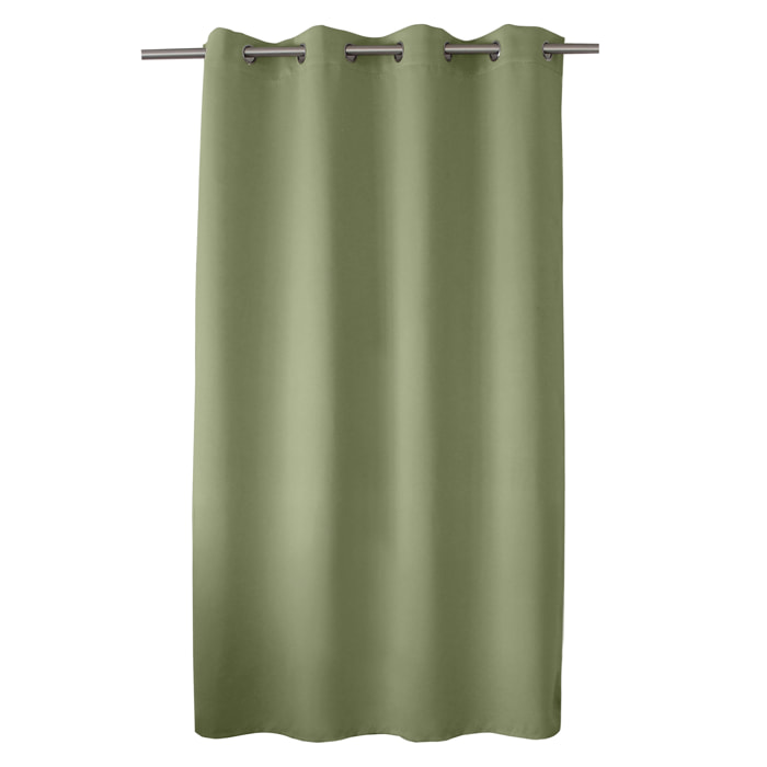 Rideau occultant fil noir avec 8 œillets - Vert Olive