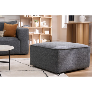 Pouf repose pieds en tissu effet velours vert kaki KERRY