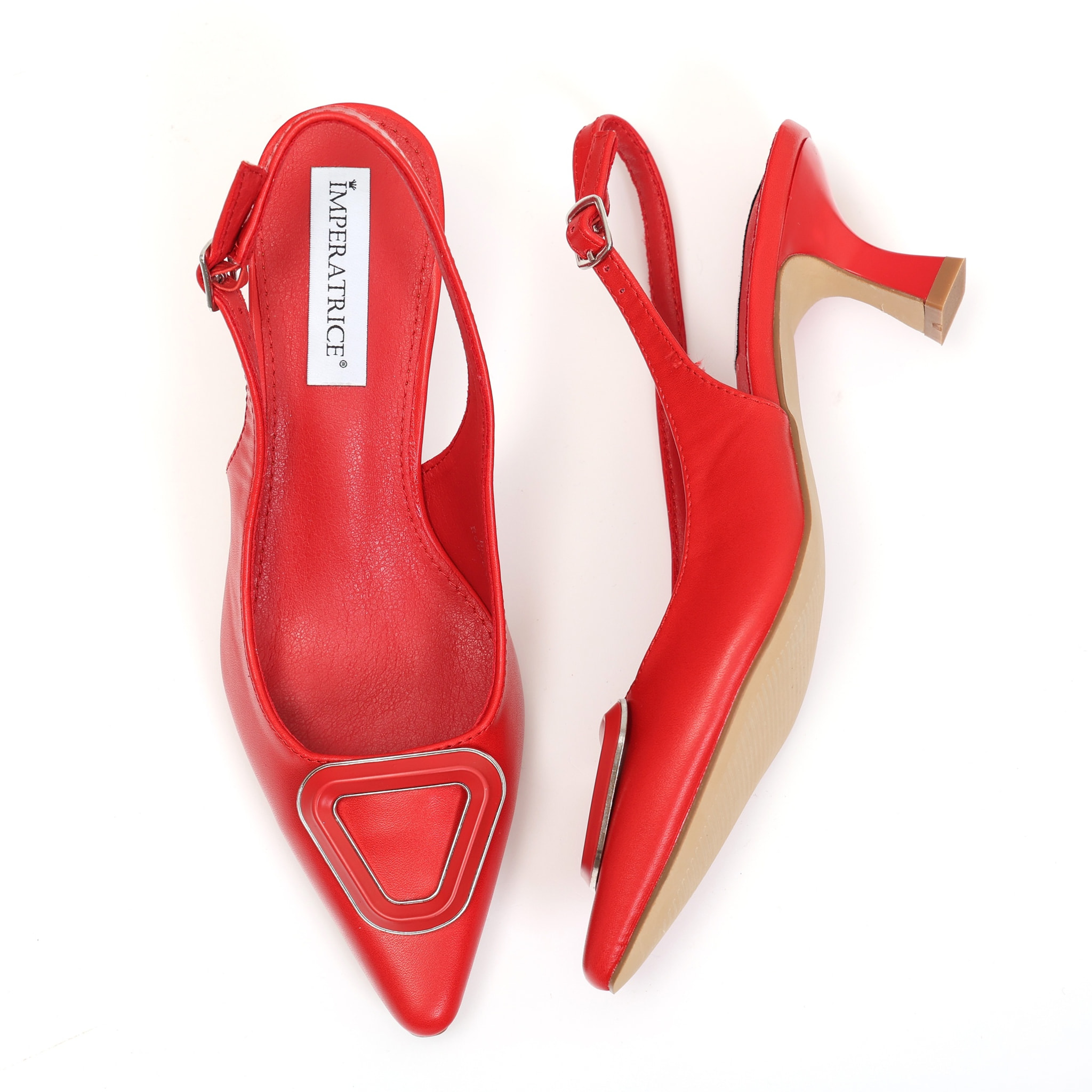 Dècolletè slingback con tacco basso a rocchetto e dettaglio sulla punta