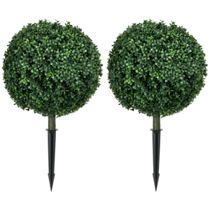 Lot de 2 plantes artificielles 70 cm boules de buis