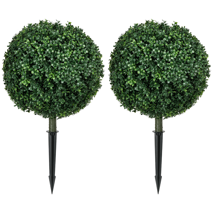 Lot de 2 plantes artificielles 70 cm boules de buis