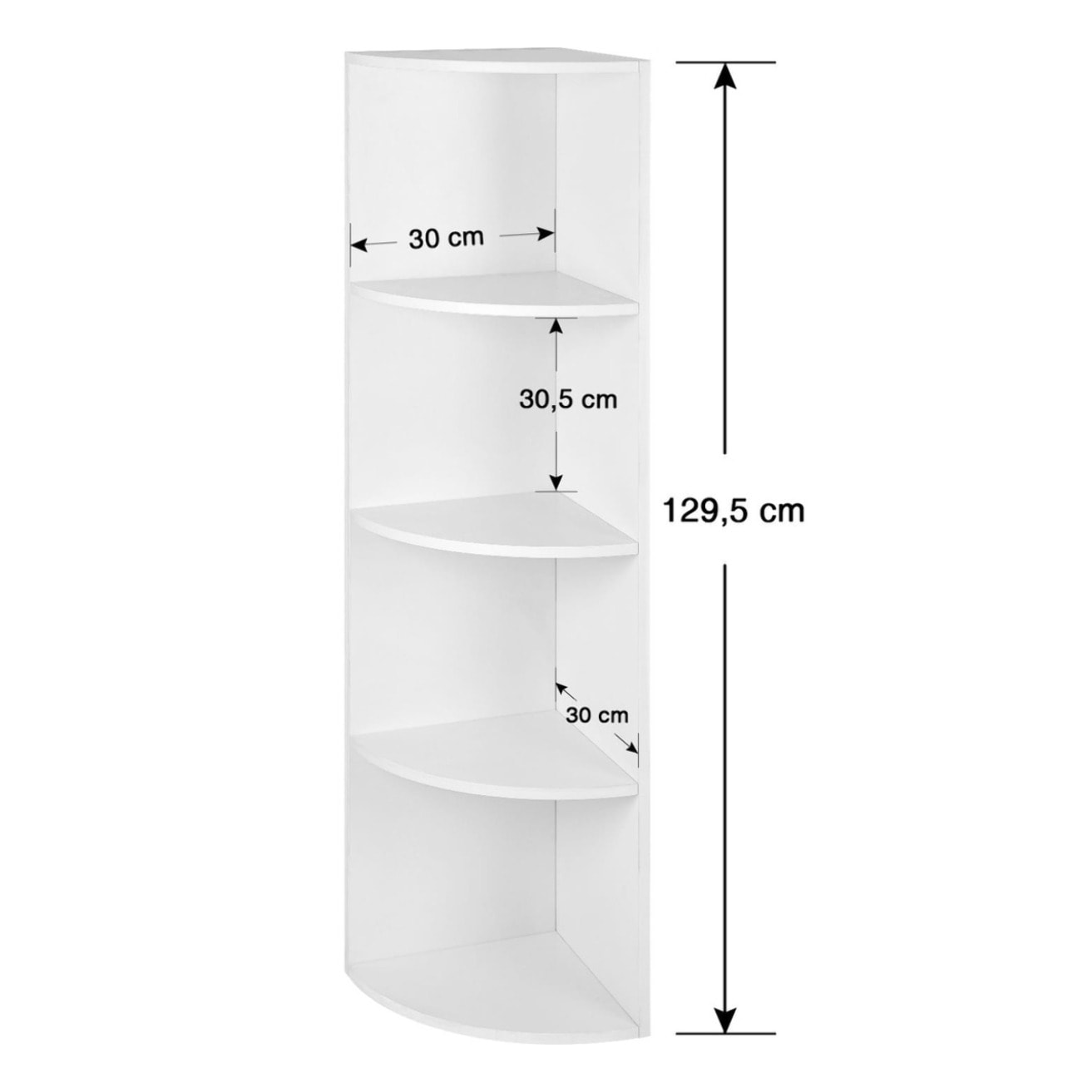 Scaffale angolare bianco a 5 ripiani in legno