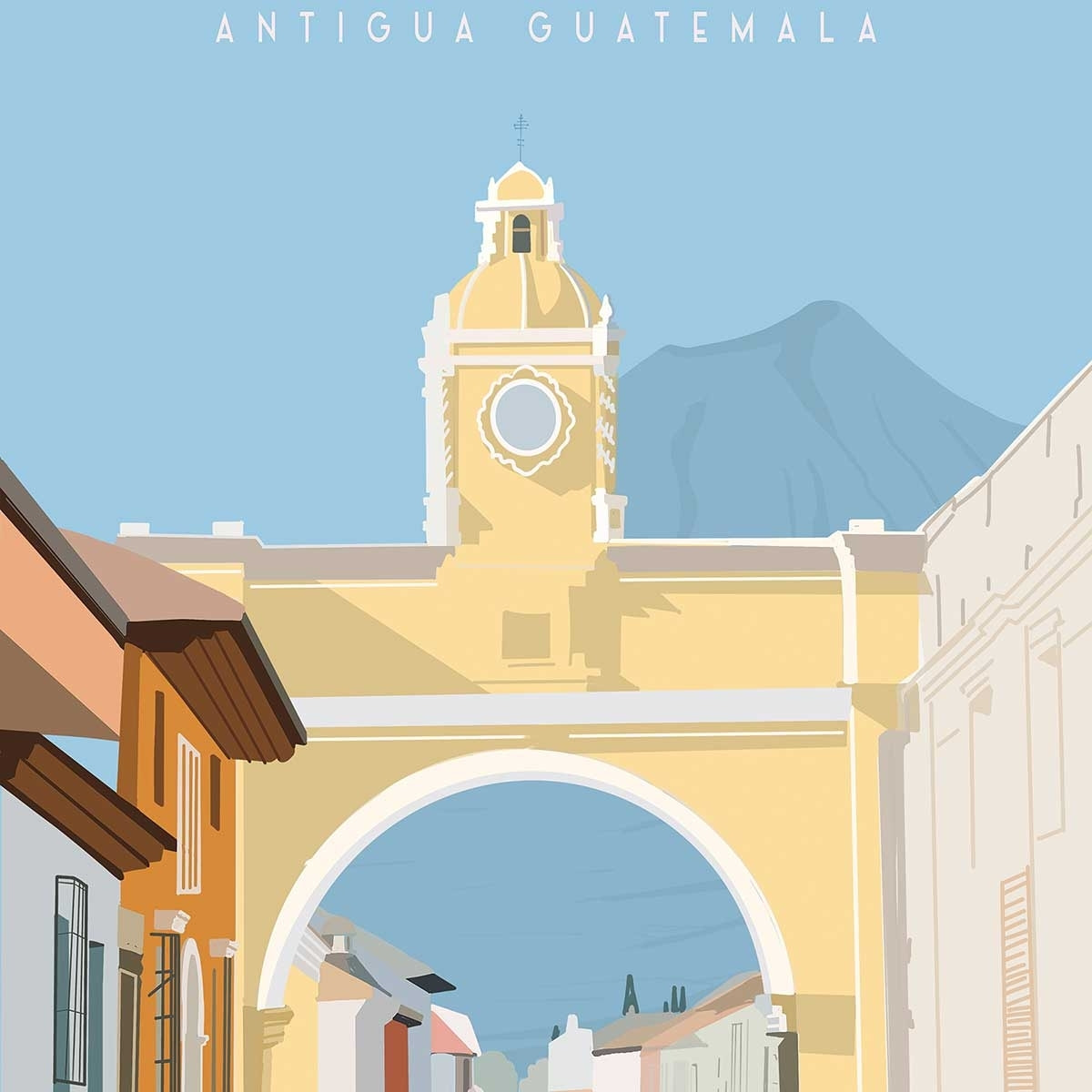 Affiche voyage Antigua Guatemala Affiche sous cadre noir