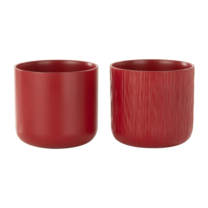 J-Line cache-pot Gen - céramique - rouge - small - 2 pièces - Ø 13.5 cm