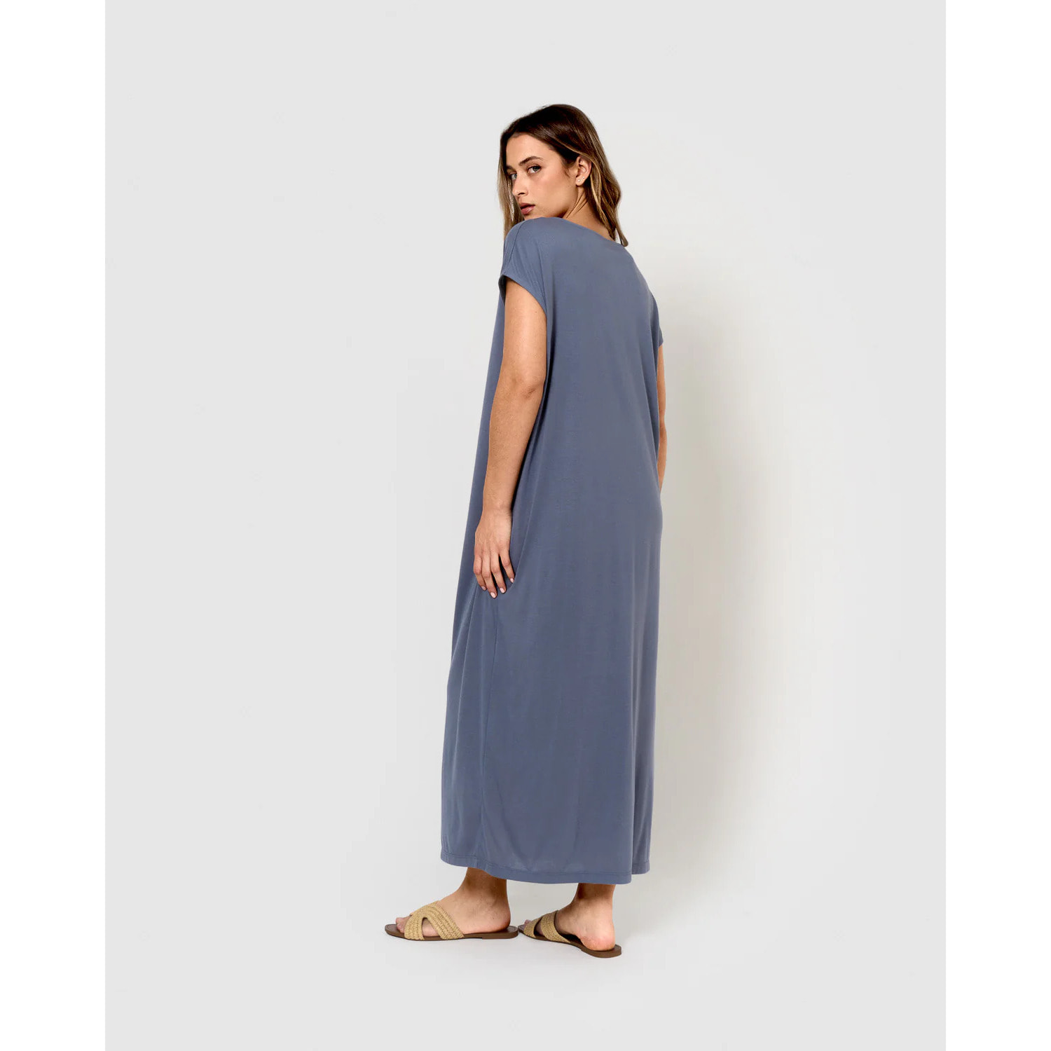Vestido largo viscosa índigo