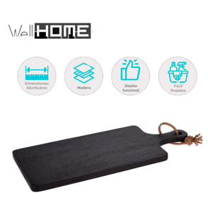 Tabla de cortar con mango de madera de caucho 50x15x2cm