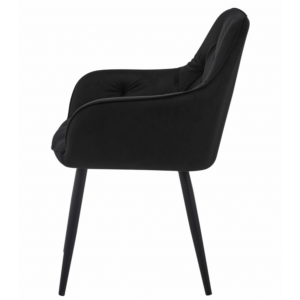 Poltroncina Jork in velluto nero con gambe in metallo