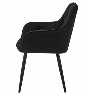 Poltroncina Jork in velluto nero con gambe in metallo