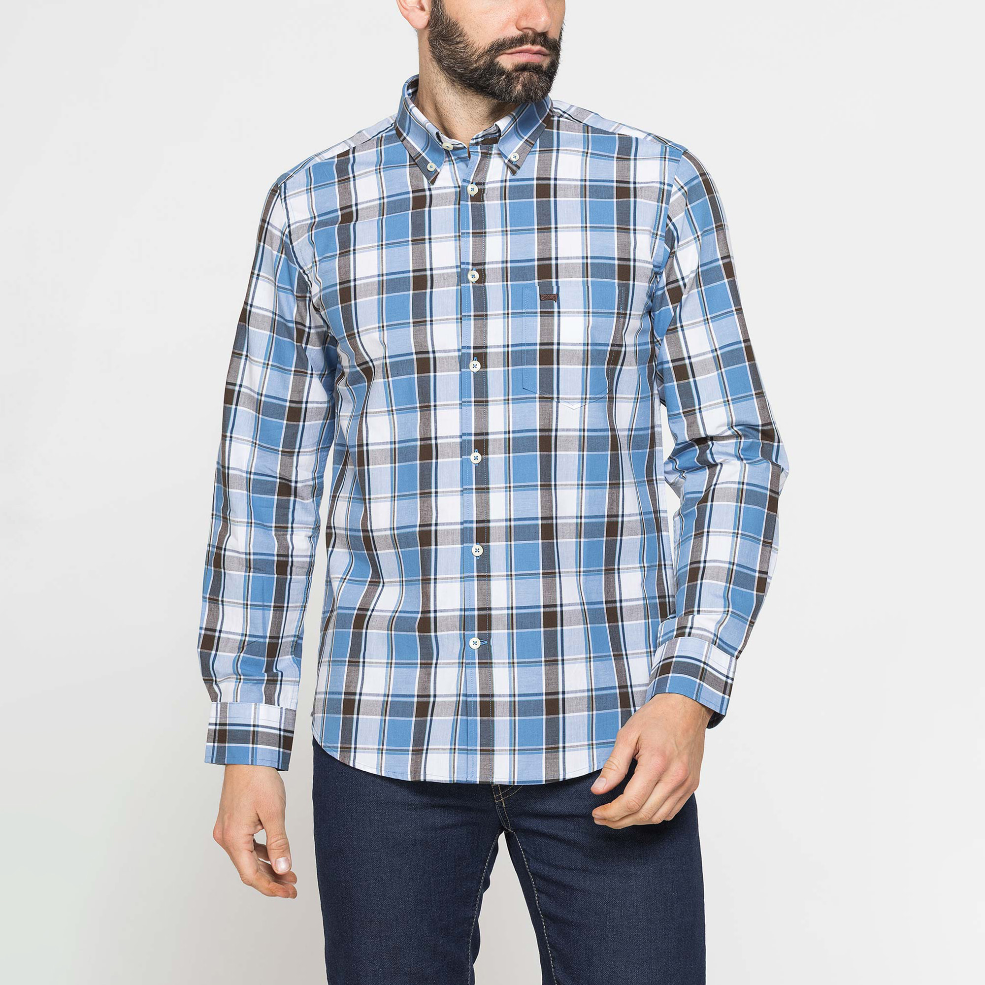 CAMICIA BUTTON-DOWN CON MANICA LUNGA E TASCHINO