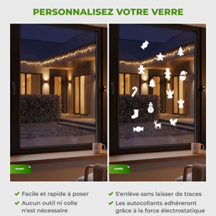 Stickers électrostatiques Noël - Autocollants adhésifs fenêtres noël - décoration fêtes
