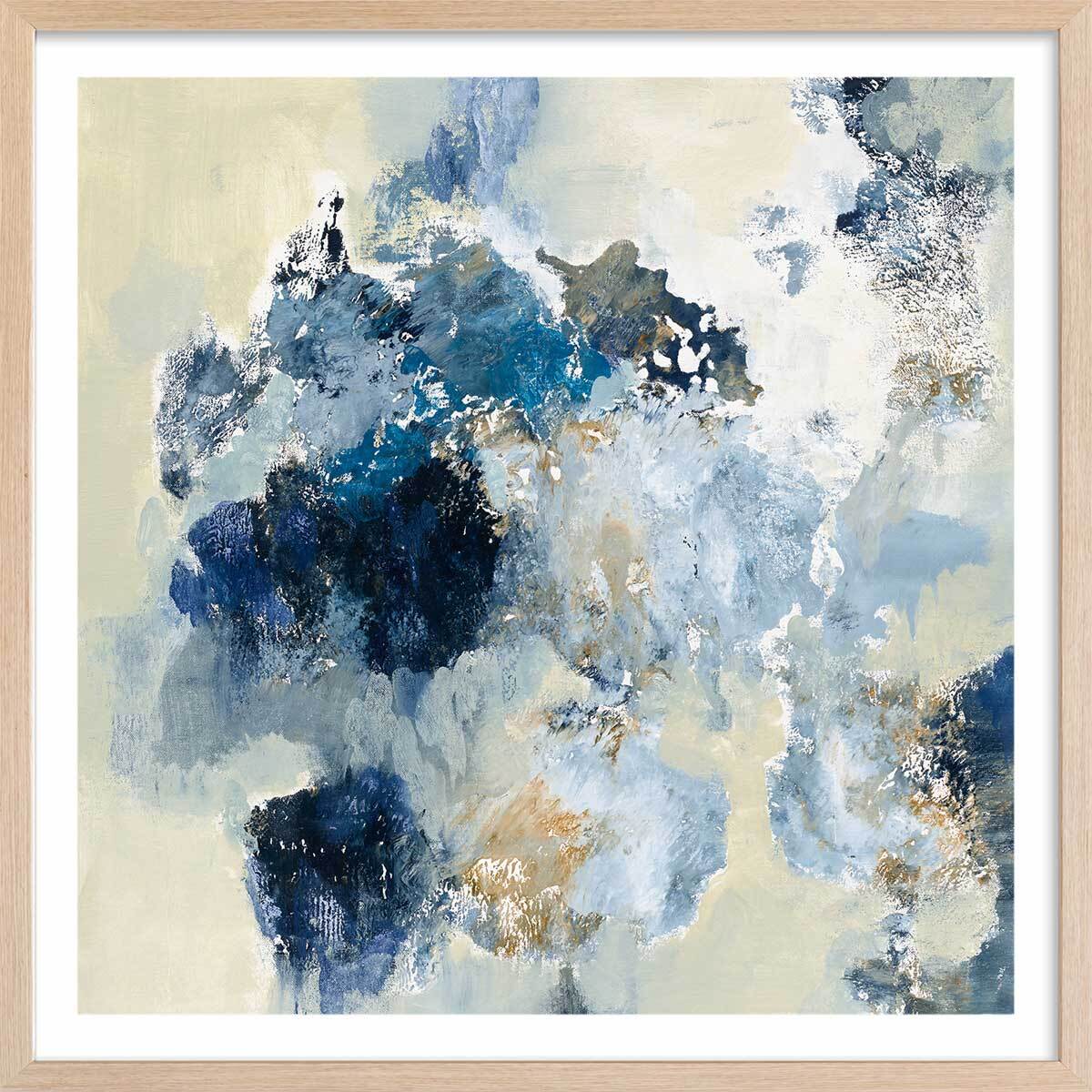 Affiche Indigo bleu Affiche + cadre en bois - Chêne