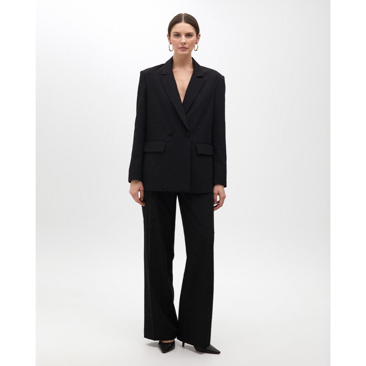 Pantaloni dritti con strass
