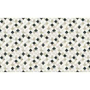 Stickers muraux - Sticker Mural Carrelage adhésif Cuisine Salle de Bain - 60 STICKERS CARREAUX DE CIMENT EFFET MARBRÉ BLANC BEIGE ET NOIR