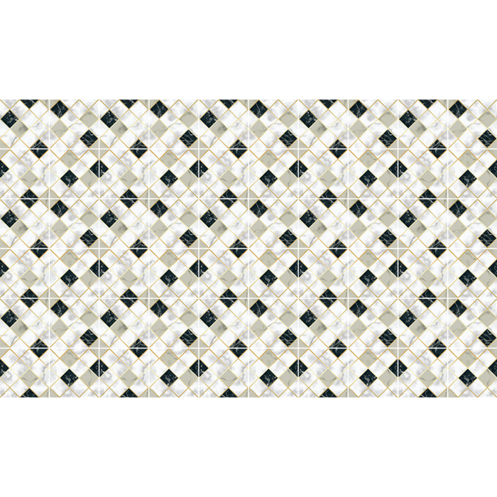 Stickers muraux - Sticker Mural Carrelage adhésif Cuisine Salle de Bain - 60 STICKERS CARREAUX DE CIMENT EFFET MARBRÉ BLANC BEIGE ET NOIR