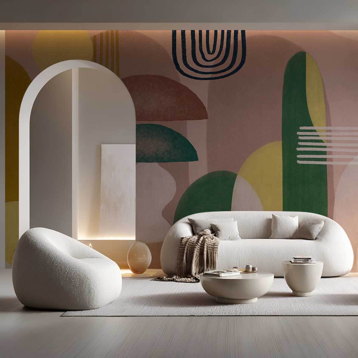 Papier peint panoramique Lava Lamp Rose & Menthe Intissé