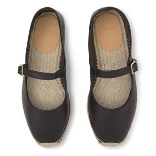 Alpargata plana Pepa estilo mary-jane en napa