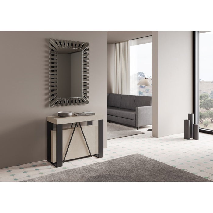 Console extensible 90x40/300cm Zamat cachemire cadre anthracite