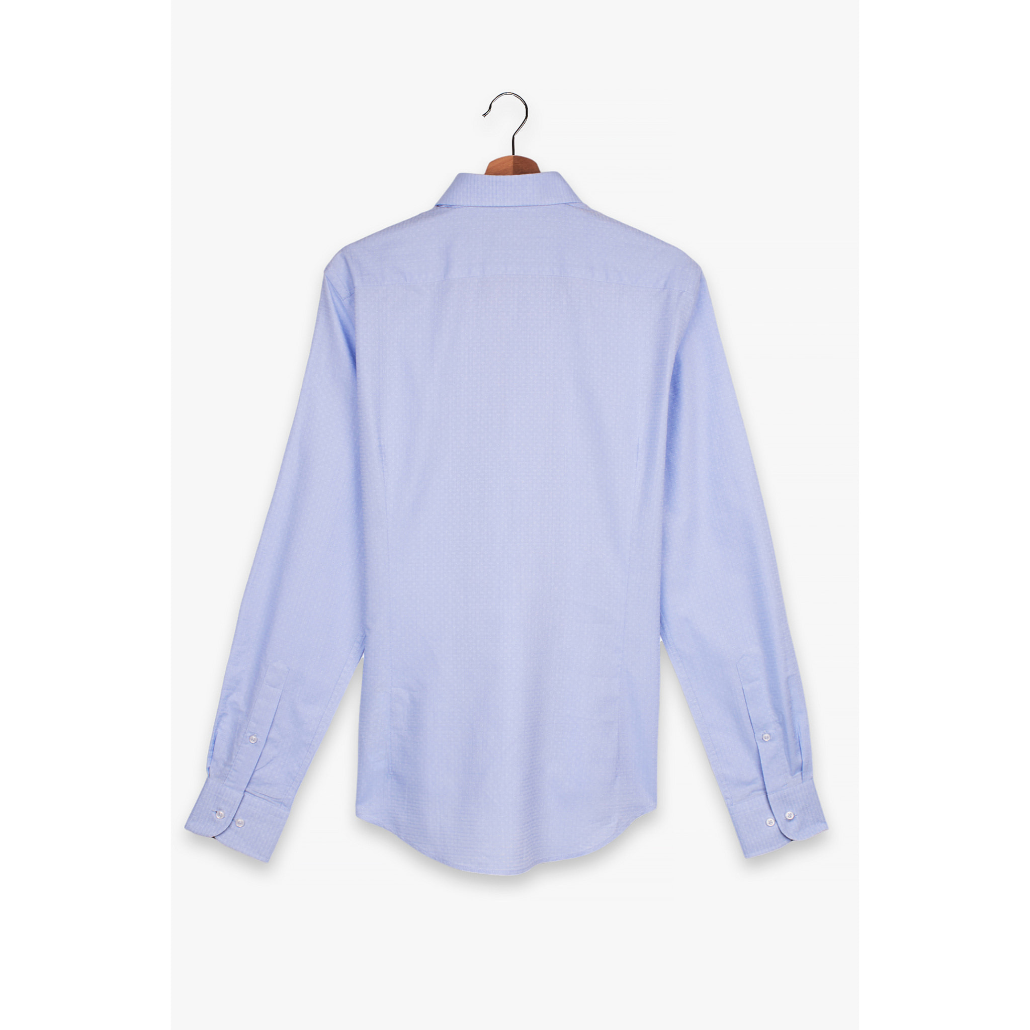 Camicia Uomo 1 Bottone Francese Slim Jacquard Fantasia Celeste/Celeste