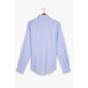 Camicia Uomo 1 Bottone Francese Slim Jacquard Fantasia Celeste/Celeste