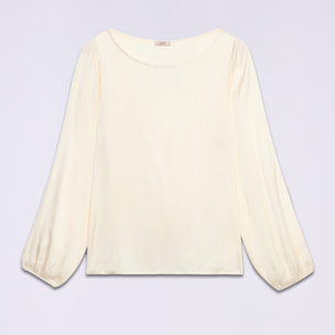 Oltre - Blusa maniche lunghe in raso di viscosa - Bianco