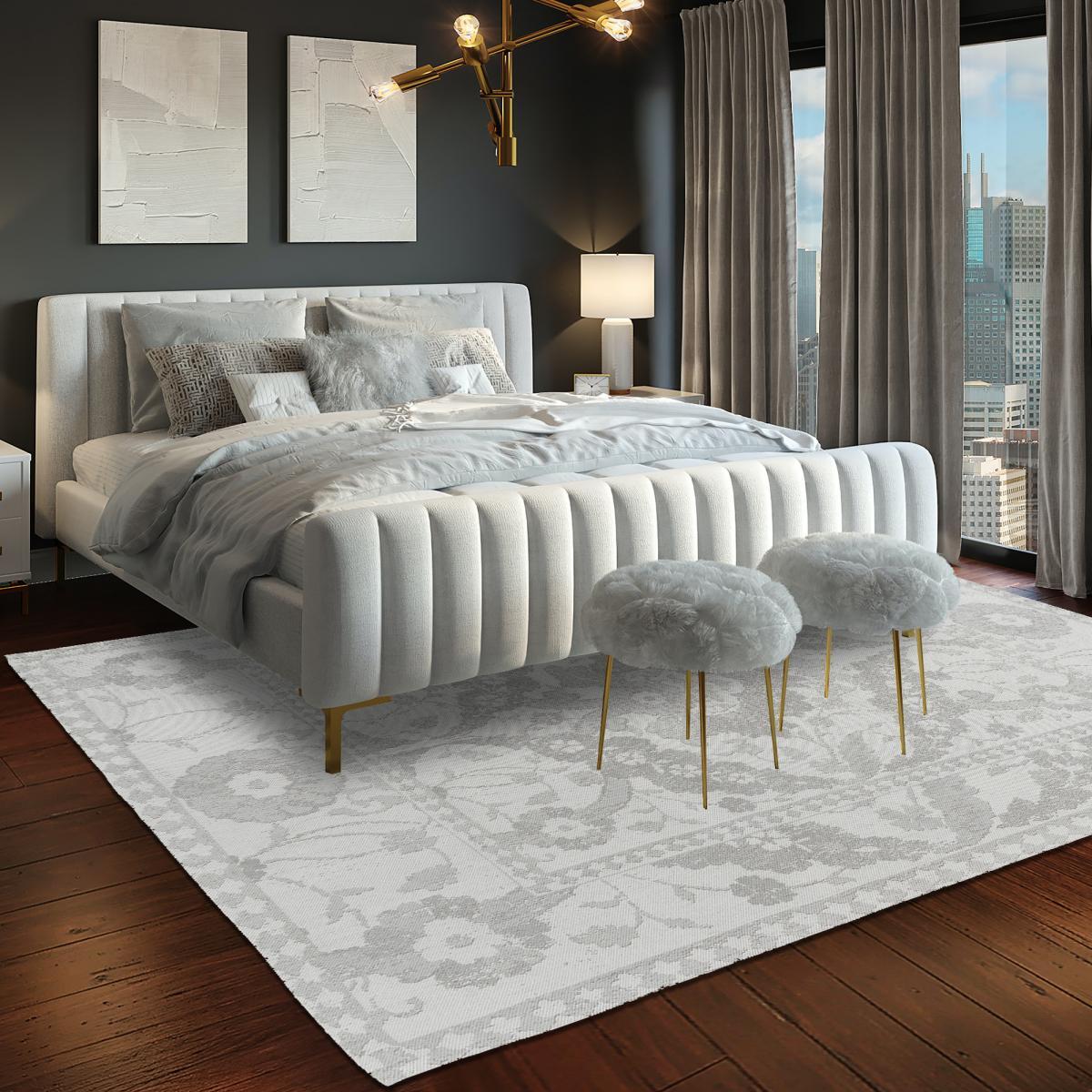 Tapis salon et chambre fait main en coton motif floral CHICDOUB