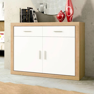 Aparador de 2 puertas y 2 cajones alta capacidad en cambria y blanco 120 cm Nuka Cambria - Blanco