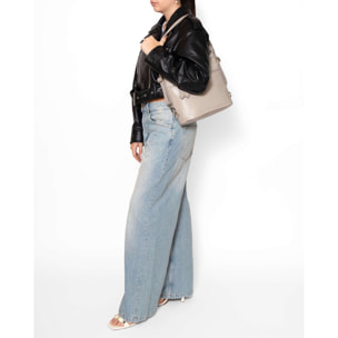 Borsa a spalla convertibile in zaino Bianca da donna In Vera pelle Made in Italy 30x26x9 cm