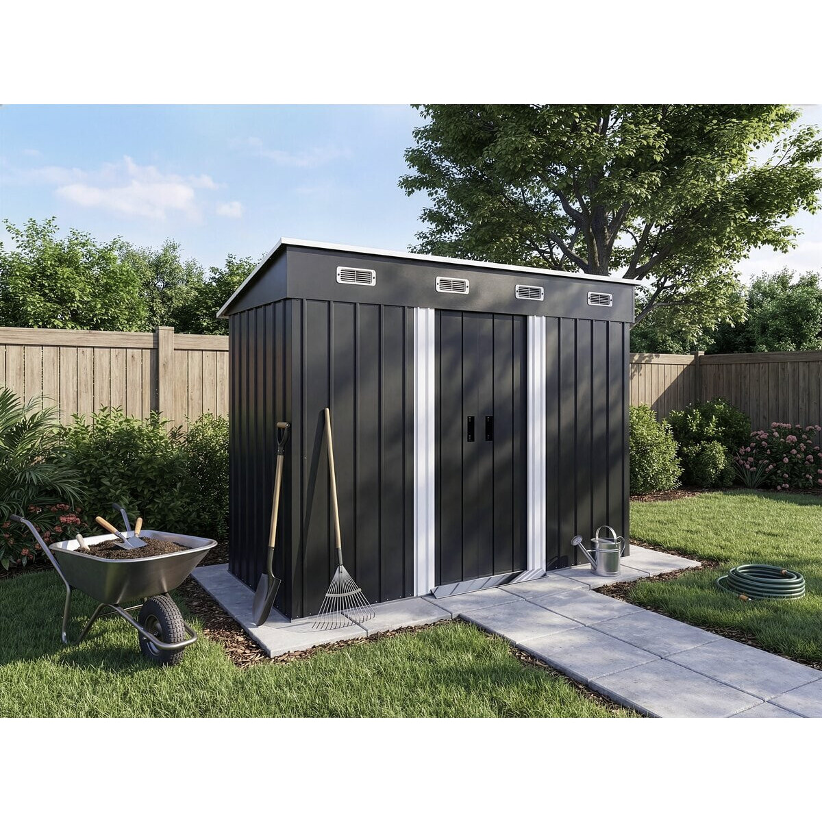 Abri de jardin métal monopente "Denver" - 3,32 m² - Gris