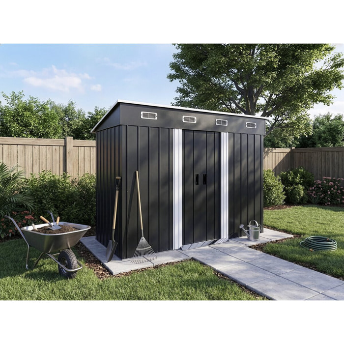 Abri de jardin métal monopente "Denver" - 3,32 m² - Gris