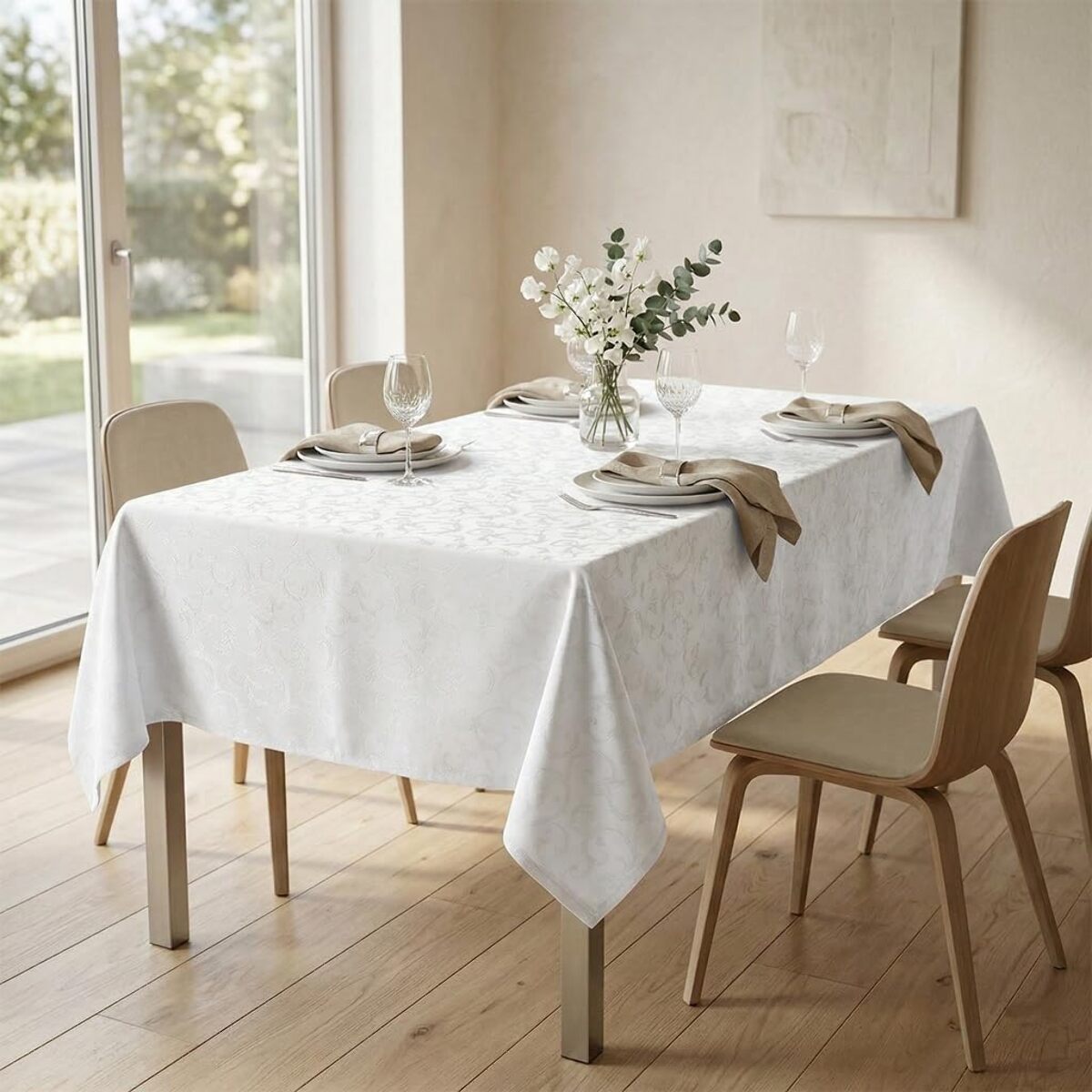 Tovaglia antimacchia impermeabile in poliestere resistente, ideale per uso quotidiano e occasioni, protegge da liquidi e sporco, facile da pulire, pratica e durevole, design elegante per cucina e sala da pranzo